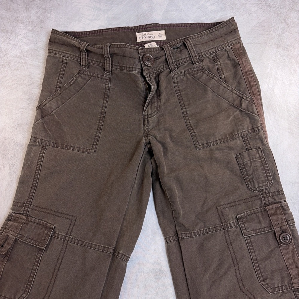 Y2K Old Navy Womens Brown Low Rise Bootcut Cargo Pants Size 4 Utility Trousers